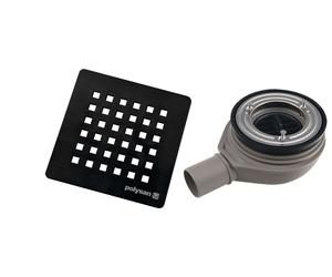 Polysan Flexia - Siphon de receveur Geberit, diamètre 90 mm, DN40, cache bonde en noir 17751