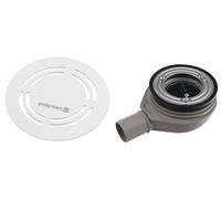 Polysan Flexia - Siphon de receveur Geberit, diamètre 90 mm, DN40, cache bonde rond blanc 17771
