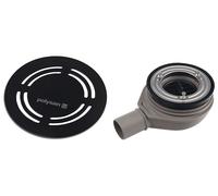 Polysan Flexia - Siphon de receveur Geberit, diamètre 90 mm, DN40, cache bonde rond noir 17781