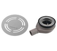 Polysan Flexia - Siphon de receveur Geberit, diamètre 90 mm, DN40, cache bonde ronde en inox 17761