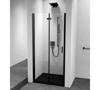 Polysan Zoom Black - Porte de douche 90x200 cm, à gauche, Antidrop, verre transparent/noir mat ZL4915BL-01