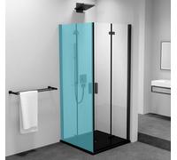 Polysan Zoom Black - Porte de douche pliante 70x200 cm, à droite, Antidrop, verre transparent/noir mat ZL4715BR