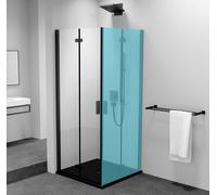 Polysan Zoom Black - Porte de douche pliante 80x200 cm, à gauche, Antidrop, verre transparent/noir mat ZL4815BL