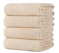 Polyte - 430 GSM Lot de 4 Serviettes de Bain en Microfibres - sèche Rapidement/ne Peluche Pas - Tissu alvéolé - 152,4 x 76,2 cm
