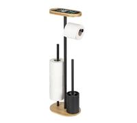 Support pour papier toilette et brosse de toilette avec tablette pour téléphone RIVALTA, 4en1, noir