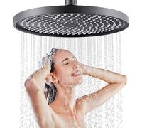 Pomme de douche à effet pluie puissante, 25 cm, noire, 1 pièce