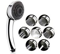 Pomme de douche à main multifonctionnelle à sept modes, pomme de douche de massage réglable pour salle de bain avec interface universelle, chrome (sans tuyau)