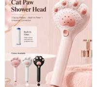 Pomme de douche à main réglable, design patte de chat, 3 modes de massage, filtre intégré, convient pour la salle de bain, monté au mur ou suspendu, matériau plastique, douche uniquement [Noir] Soin d