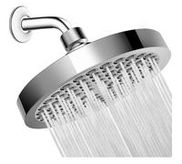 Pomme de Douche avec Bras, Pomme de Douche Anti Calcaire, Pommeau de Douche Fixé,6 pouces argent.