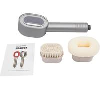 Pomme de douche avec filtre - Douchette à main avec brosses de massage/insert en éponge - Filtre à charbon actif - Raccord universel G1/2 - 27,5 cm - Violet