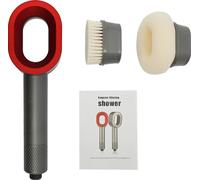 Pomme de douche avec filtre - Douchette à main - Fonction massage - Tête à brosse/éponge - Filtre à charbon actif - Raccord universel G1/2 - Longueur 27,5 cm - Rouge