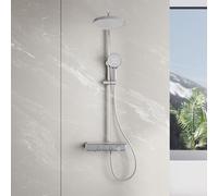 Pomme de douche et système thermostatique SONNI avec surface chromée, réglage de la température à 38 °C, trois modes d'aspersion, sécurité enfants