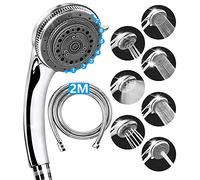 Pomme de douche et tuyau Lucksun 7 modes de réglage, grand pommeau de douche de luxe, avec pulvérisateur à main, pommeau de douche haute pression et ensemble de tuyaux pour salle de bain (2 m)