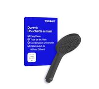 Pomme de douche universelle Duravit, pomme de douche avec jet Rain, douchette ronde (Ø 110 mm), pommeau de douche avec fonction MinusFlow économisant l'eau, facile à nettoyer, noir mat