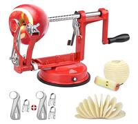 Pomme Éplucheur Trancheur et Vide - (2 Lames Supplémentaires & 1 Vide-Pomme) 3 en 1 Machine de Cuisine Eplucheur Légumes et Fruits, Lame Réglable en Acier Inoxydable, Base Antidérapante à Ventouse