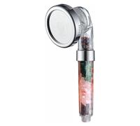Pommeau de douche à chakras avec pierres précieuses, filtre à eau, finition chromée