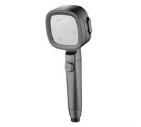 Pommeau de douche avec bouton d'arrêt mécanique pour interruption immédiate du débit et trois pulvérisations distinctes pour le contrôle de l'utilisateur