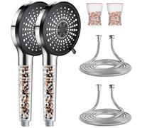 Pommeau de douche avec filtre, 5 jets, lot de 2, noir