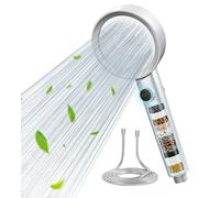 Pommeau de douche avec filtre anti-chlore, 110 mm, tuyau de 1,5 mètre, couleur argent