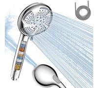 Pommeau de douche avec filtre, argenté, en acier inoxydable, à fixer au mur