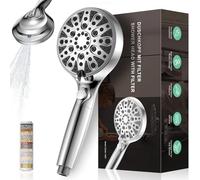Pommeau de Douche avec Filtre, Douchette Haute Pression 10 Jets, Économie d’Eau Anti-Calcaire, Pommeau Pressurisé pour Salle de Bain et Chauffe-Eau Instantané et Soin des Animaux (G1/2)