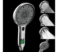 Pommeau de douche avec indicateur de température, 4 modes, filtre LED, adapté aux eaux calcareuses