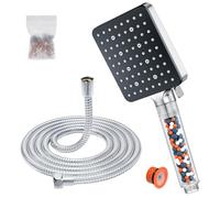 Pommeau de Douche avec Tuyau 1.6m, YEAUPE PRO Pommeau Douche Economie eau avec 6 Modes, Pommeau de Douche Carré Filtrant, Douchette Douche Salle de Bain Haute Pression Anti Calcaire, Chromé