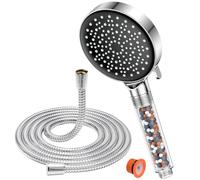 Pommeau de douche avec tuyau 1,8 m- YEAUPE Pommeau de douche avec filtre - haute pression avec 6 types de jets, chrome
