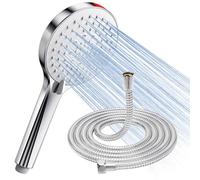 Pommeau de Douche avec Tuyau Haute Pression - SREWOHS Pommeau de douche Economie Deau Anti Calcaire Douche à effet pluie avec 5 types,Jet puissant encastrable pour carrelage de baignoire