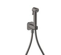 Pommeau de douche bidette AXOR hansgrohe 29241340 2000 Type de jet Softsquare pour eau froide avec support de pommeau de douche et flexible de douche 2000 , 25 m, chrome noir brossé
