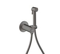 Pommeau de douche bidette AXOR hansgrohe 29242330 2000 Pommeau de douche rond pour eau mitigée avec support de pommeau de douche et flexible de douche 2000 , 25 m, chrome noir poli