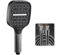 Pommeau de douche carré haute pression ABS avec 5 modes, injection d'air turbocompressé, jets autonettoyants flexibles (K)