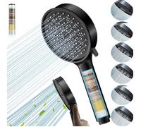 Cobbe Douchette de douche à économie d'eau optimisée pour l'eau dure avec filtration en 20 étapes, 6 modes de jet haute pression, filtre anti-calcaire (Noir)