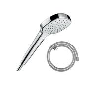 Pommeau de douche Croma Select E EcoSmart blanc/chromé + flexible de douche HANSGROHE Designflex 160 cm chromé