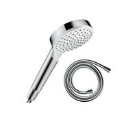 Pommeau de douche Crometta EcoSmart blanc/chromé + flexible de douche 1,60 m HANSGROHE Isiflex chromé