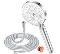 Pommeau de Douche Economie Deau 7.5L/Min - YEAUPE Pommeau de douche haute pression avec 3 types de jets, Anti Calcaire Grand (130mm de diamètre), Chrome