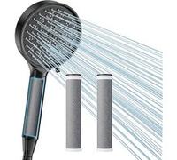 Pommeau de douche filtrant 3x charbon 6 jets - Noir