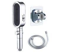 Pommeau de Douche Filtrant Haute Pression, Douchette avec Tuyau 1,5 m et Support Sans Perçage, Argenté Salle de Bain