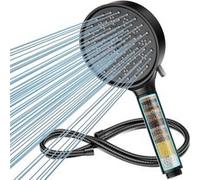 Pommeau de douche filtrant noir 6 modes haute pression