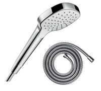 Pommeau de douche HANSGROHE Croma Select E EcoSmart blanc/chromé + flexible de douche 1,60 m HANSGROHE Metaflex chromé