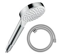 Pommeau de douche HANSGROHE Crometta EcoSmart blanc/chromé + flexible de douche HANSGROHE Designflex 160 cm chromé