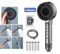 Pommeau de douche haute pression, 4 Modes, arrêt à une touche, Massage de pluie d'eau, avec élément filtrant, accessoires de salle de bains, nouveau 3pcs filters