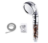 Pommeau de douche haute pression à filtre à ions négatifs avec tuyau en aluminium, 1 tête + tuyau de 1,5 m + base en aluminium