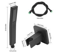 Pommeau de douche haute pression à main - Support avec raccordement G1/2 - En laiton - Cartouche en céramique - Tuyau de 1,5 mètre - Noir