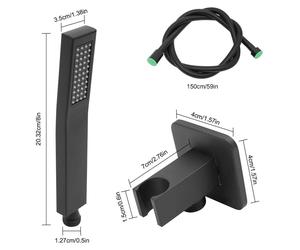 Pommeau de douche haute pression à main - Support avec raccordement G1/2 - En laiton - Cartouche en céramique - Tuyau de 1,5 mètre - Noir