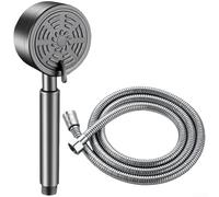 Pommeau de douche haute pression en acier inoxydable 304 avec 3 modes de pulvérisation, mélange de pluie pour basse pression d'eau, luminaire de salle de bain moderne minimaliste argenté (E)