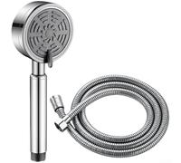 Pommeau de douche haute pression en acier inoxydable 304 avec 3 modes de pulvérisation, mélange de pluie pour basse pression d'eau, luminaire de salle de bain moderne minimaliste argenté (D)