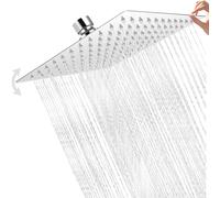 Pommeau de Douche Inox 12 Pouce/30CM - Tete de Douche Pluie, Douche Economie d'Eau Universelle Filetage 1/2 Pouce, Rotatif 360°, Facile à Installer et à Nettoyer (12″ carrés)