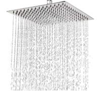 Pommeau de Douche Inox - Tete de Douche Pluie , Pommeau de Douche Carré 20CM, Douche Economie d'Eau Universelle Filetage 1/2 Pouce