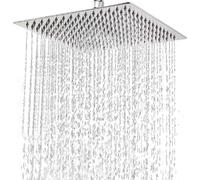 Pommeau de Douche Inox - Tete de Douche Pluie , Pommeau de Douche Carré 30CM, Douche Economie d'Eau Universelle Filetage 1/2 Pouce, Rotatif 360°, Inclinable 30°, Facile à Installer et à Nettoyer